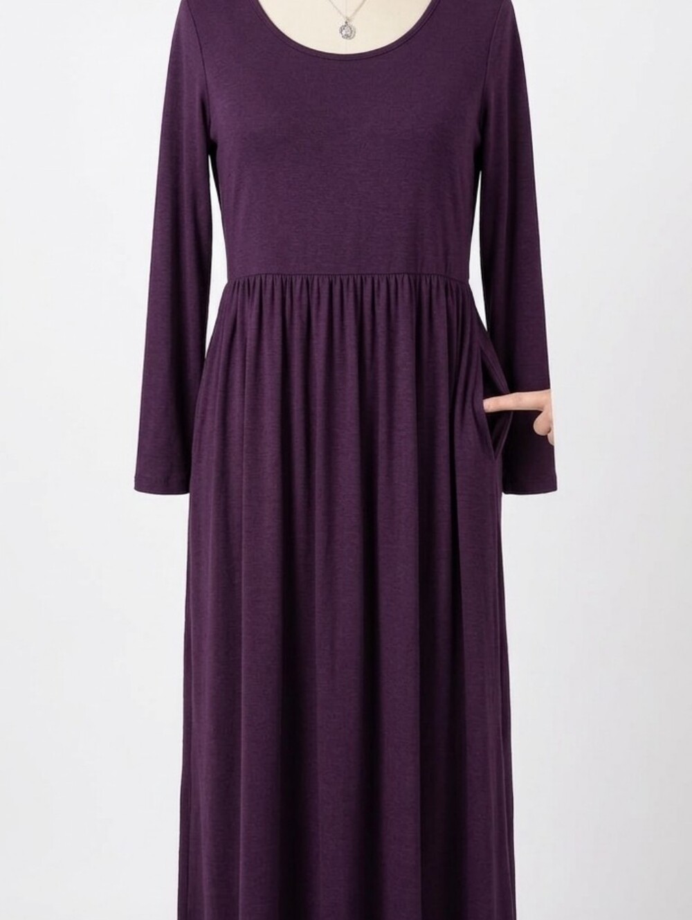 Beeuniq Long Sleeve Eggplant Maxi Dress with Pockets Size 2XL